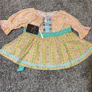 Matilda Jane Peach Floral Baby Dress with Ruffle Detail